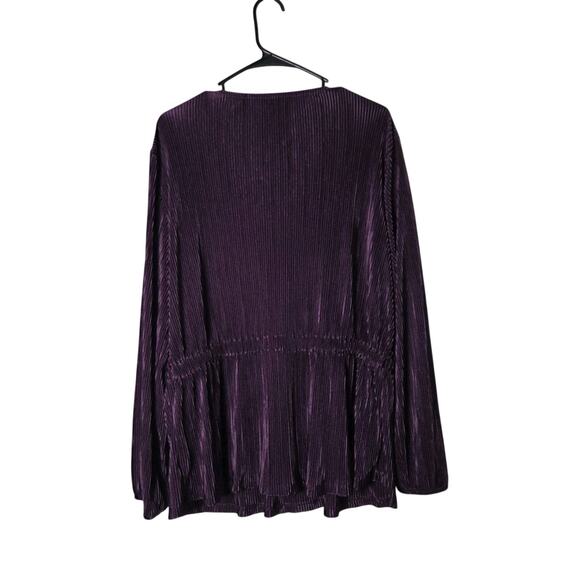 Lane Bryant Blouse Plus Size 2X 18/20 Purple Shimmery Ribbed Long Sleeve - Picture 5 of 5